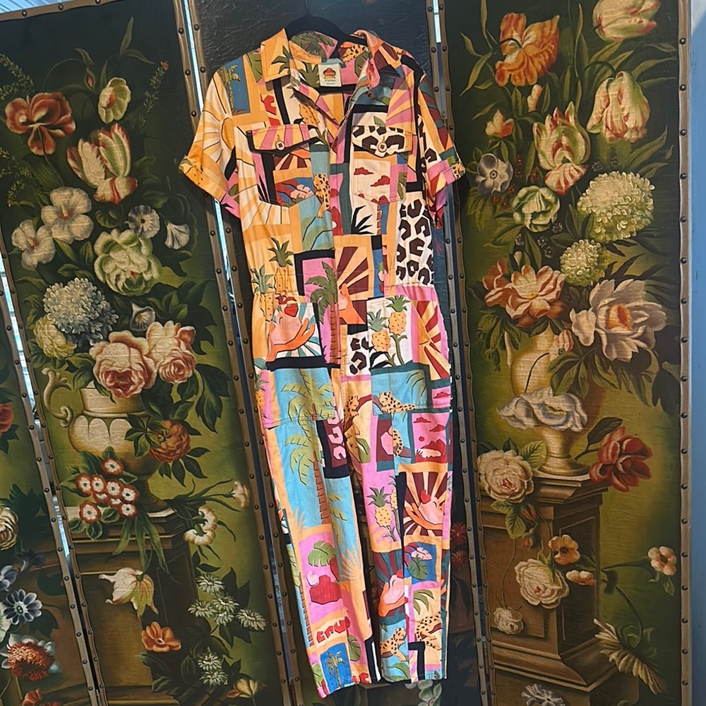 Medium FARM Rio Colorful Abstract Pattern Jumpsuit